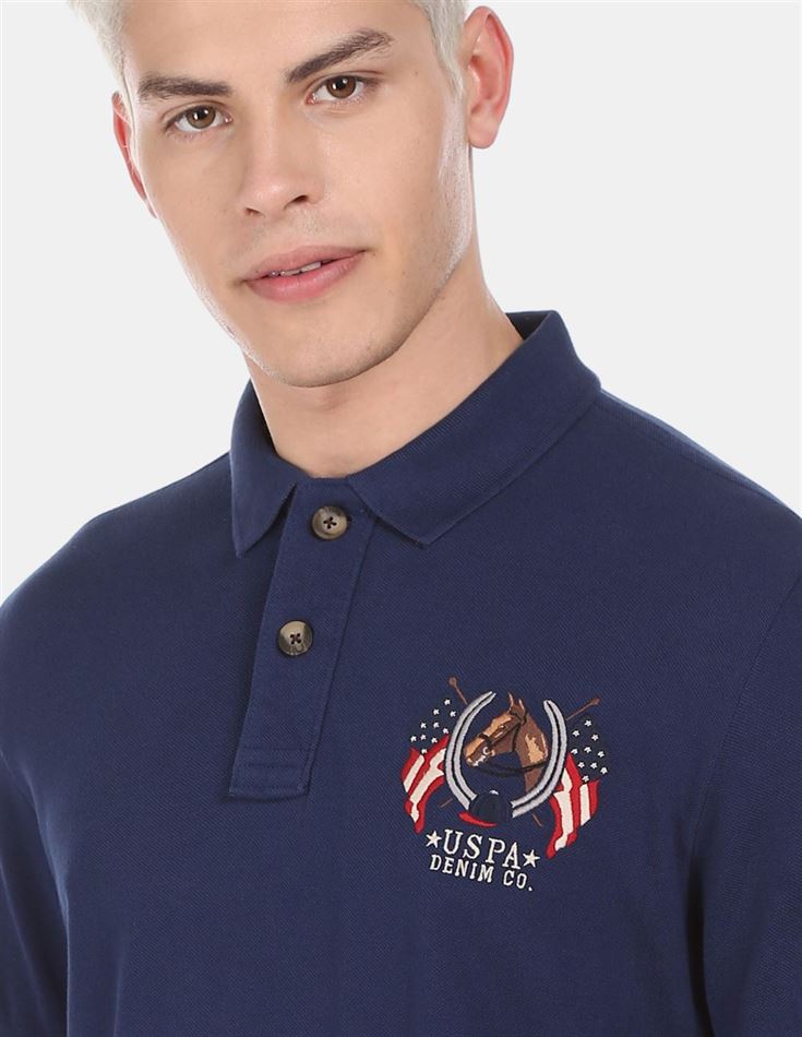 U.S.Polo Assn. Men Casual Wear Dark Blue T-Shirt
